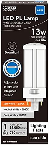 4-пинов PL-лампа Feit PL26AB/H/CCT/LEDG2 с възможност за избор на цвят 2700/3500/4000 К Всичко в едно (хоризонтална замяна на 26 W)