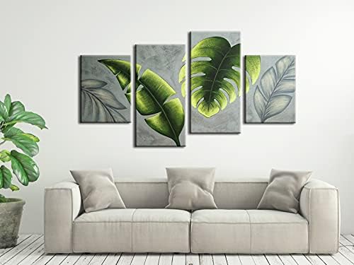 Wieco Art Ботанически Картини на Стенно Изкуство върху Платно Абстрактни Зелени Листа Платно Стенно Изкуство за Всекидневна Декор на стените Спални Съвременно Произв