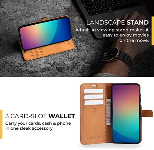 Кожен калъф Snakehive Samsung Galaxy S23 Plus |Чанта-портфейл от естествена кожа за мобилен телефон с държач за карти | Флип калъф-за награда / Калъф със стойка | е Съвместим с Samsung Gal