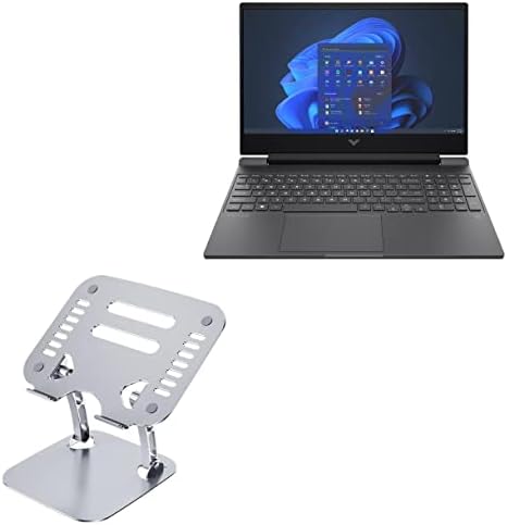 Поставяне и монтиране на BoxWave Съвместима с HP Victus 15 (15t-fa000) (поставяне и монтиране на BoxWave) - Поставка за лаптоп Executive VersaView, Ергономична Регулируема метална поставка за