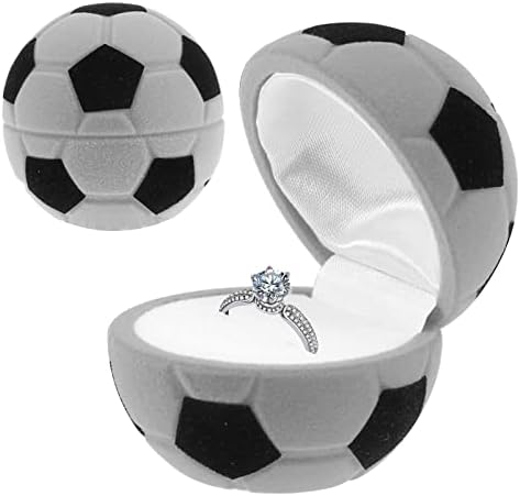 Кутия за годежни пръстени Yhwocd, креативна кадифе кутия за пръстените футболна форма, Кутия за годежни пръстени