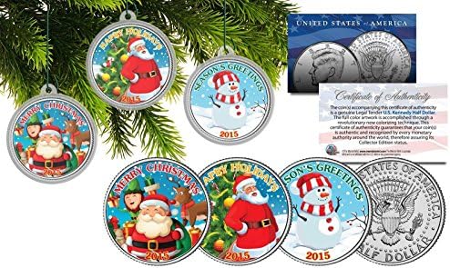 Весела Коледа 2015 Дядо Коледа/Снежен човек 3 Набор от монети JFK - Коледни декорации!