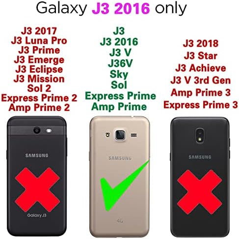 Asuwish Калъф за телефон Samsung Galaxy J3 /J3 V/J36V/Sky/Amp Prime с Предпазно фолио от Закалено Стъкло и портфейла си, флип-надолу Капака, Държач за карти, Мобилен Glaxay Sol J3V JV3 J36 6 J320V J320A, Ж?