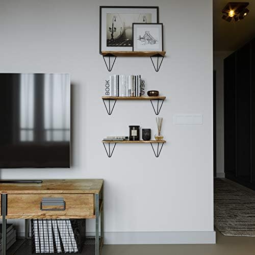 Стенни мебели Colmar с Плаващи Рафтове за стена, Рафтове за съхранение за декор за хола, Комплект от 3 Стенни