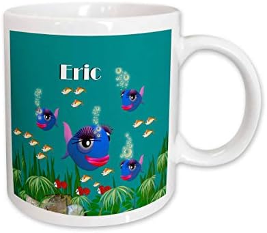 3dRose Ярко художествено изображение на Подводница риба с името на Ерик, Керамична чаша, 11 грама
