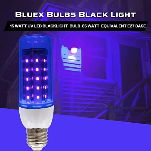 Led черната лампа на Rumena мощност 15 W, еквивалент на 100 E26, светли UV-лампа, свети в тъмното, клас UVA 385-400 нм, е приложима за парти с черен осветление, боя за тяло, неонова, лу?