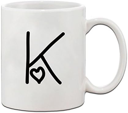 K Любовта Hearts Първоначално Монограм Персонални Буквата К Керамична Чаша за Кафе Чаша - Празничен Коледен Подарък на Ханука за Мъже и Жени