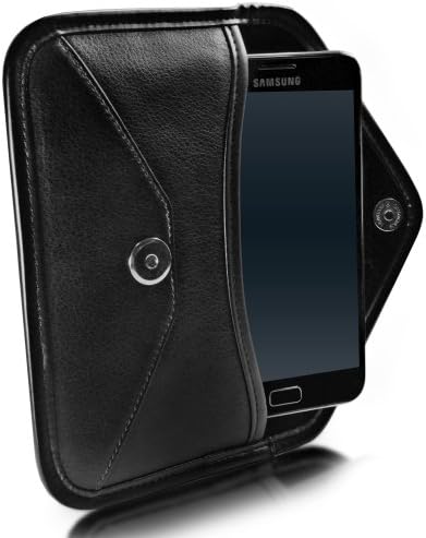 Калъф BoxWave е Съвместим с Umidigi One Max (Case by BoxWave) - Луксозни Кожена чанта-месинджър, чанта-плик от изкуствена кожа за Umidigi One Max - Черно jet black
