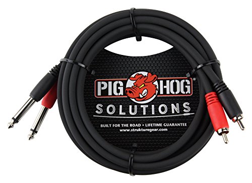 Двоен кабел Pig Свиня, 6 фута, RCA, Черно, (PDRCA06)