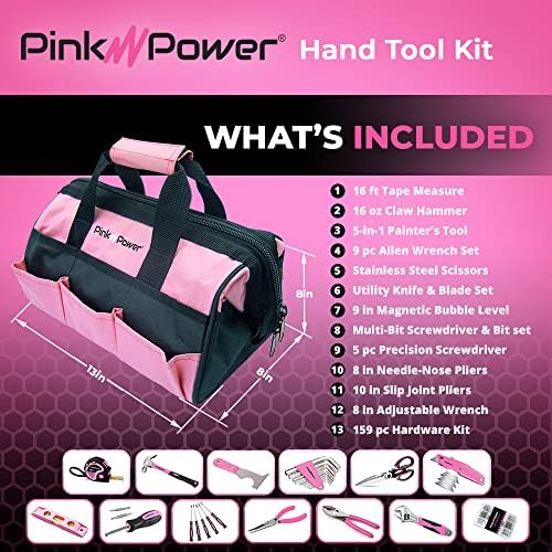 Pink Power 189 Бр., Розов Комплект инструменти за жени, Набор инструменти за дома - Набор от инструменти за