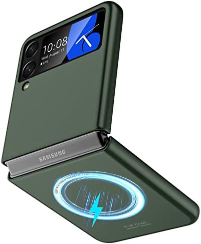 Калъф Vizvera за Samsung Galaxy Z Flip 4 с мощен магнит, за автомобил закрепване на Безжично зарядно устройство за Z Flip 4, устойчив на удари Защитен калъф за целия корпус със защит?