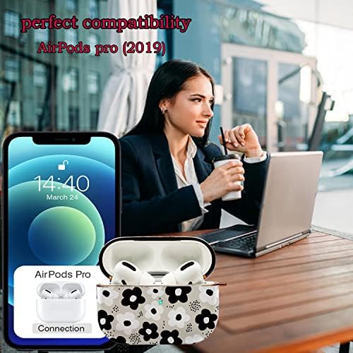 Калъф за AirPods Pro 2019, Твърд калъф AirPod Pro с красиви флорални мотиви за жени и момичета, Съвместим с Apple iPod Pro (цвете)
