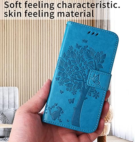 Калъф за телефон PAOBIR за Samsung Galaxy A24 5G, една Чанта-портфейл, Флип калъф От изкуствена кожа С Релефно под формата на Дърво и цветя Котка, за Награда-Магнитна Поставка, От