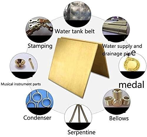Латунная плоча ZHENGYYUU Месинг лист за обработка на метали, Суровини, 0,8x200x300 мм, 1x100x100 мм Латунная