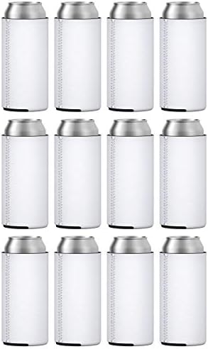 Охладители за консерви TahoeBay Slim (12 пакети) Празни Неопренови бирена ръкав (бяла)