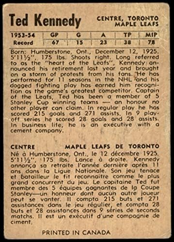 1954 Паркхерст # 29 Тидер Кенеди Торонто Мейпъл Лийфс (Хокейна карта) PHAIR Мейпъл Лийфс