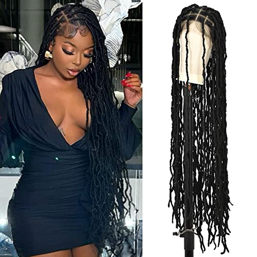 Olymei 40 инча пълен двойна дантела отпред квадратен мрежа ЛПДС плетени перуки за черни жени Лок перука с опашка