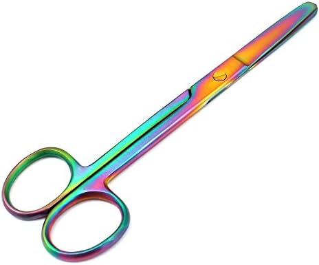OdontoMed2011® Multi Titanium Color Rainbow Работни Ножици Тъп /Тъпа 5,5 Директни Ножици цветове на Дъгата от Неръждаема Стомана, ODM
