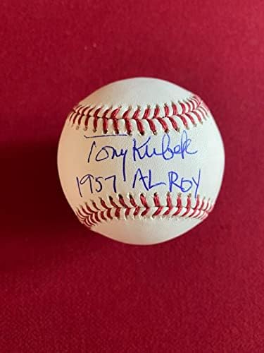 Тони Кубек С автограф (JSA) 57 РОЙ Инс. Официален бейзбол (Vintage) Бейзболни топки Янкис с автограф