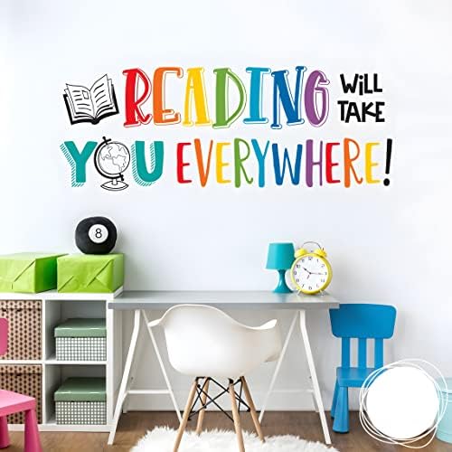 Четенето Ще ви отведе Навсякъде Вдъхновяваща Цитат на Стикер На стената, Мотивационни Фраза Украса за Детска Класна Стая Спалня, Стая за Изкуството, Детска Стая, За
