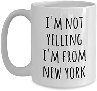 Кафеена чаша за Ню Йоркър Аз не крещя, аз съм от Ню Йорк, Чаена чаша подарък жител на Ню Йорк