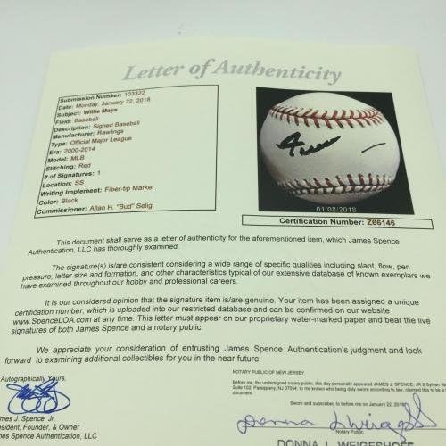 Уили Мейс подписа Автограф Официален Представител на Мейджър лийг бейзбол с JSA COA - Бейзболни топки с автографи