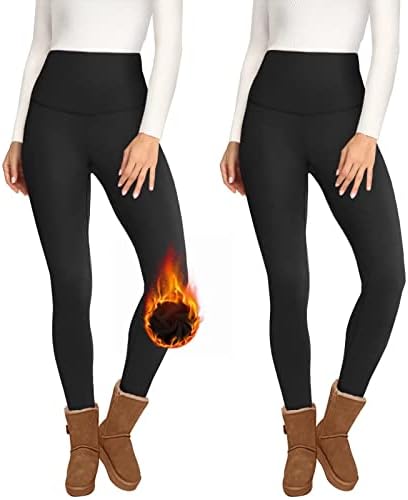 Opuntia 2 Опаковки Леггинсов с Висока талия на руното облицовки за жени - Топли Зимни Панталони с контрол на