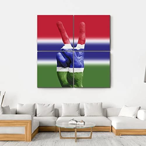 ERGO PLUS Национален флаг Гамбия, Рисувани от Мъжката Ръка на стената, Страхотна Растянутая картина, Готова да бъде обесен за дома - Идеално за стените на галерията в хо?