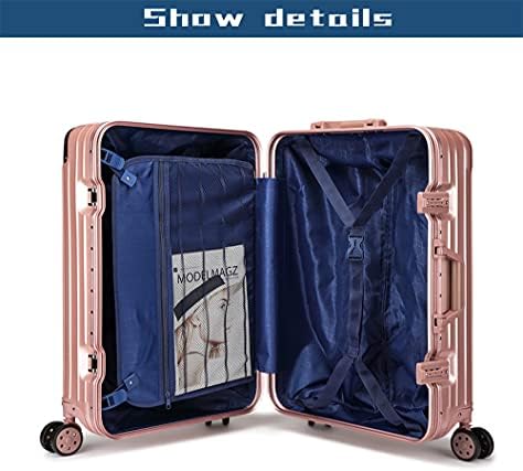 Здрав и издръжлив подсилени куфар на колела, с рамка от алуминиева сплав и панти и количка, с 4 групи от въртящи