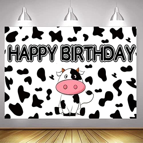 Банер на тема Крави за Рожден Ден, Фотофон за Парти по случай рождения Ден на Крави, на Фона с Принтом Крави,