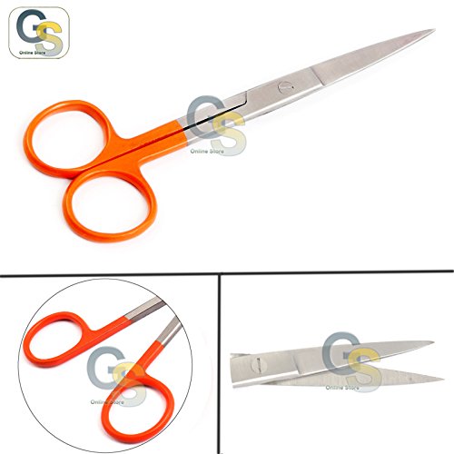 Работни ножици G. S - Остри/Sharp - 5 1/2 Директен Цветна дръжка (оранжева)