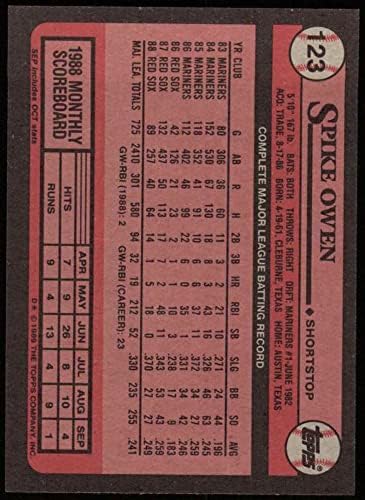1989 Топпс 123 Спайк Оуен Бостън Ред Сокс (бейзболна картичка) NM/MT Red Sox