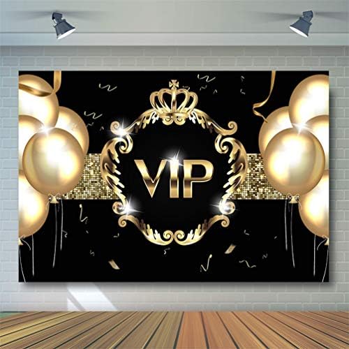 Avezano VIP Вечерни Фонове за Фотосесия за рождения Ден 7x5 фута Златен Балон Черно Злато Тематичен Фон за Снимки
