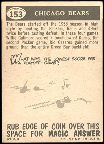 1959 Вимпел Topps 153 Мечета Chicago Bears (Футболна карта) БИВШИ мечки
