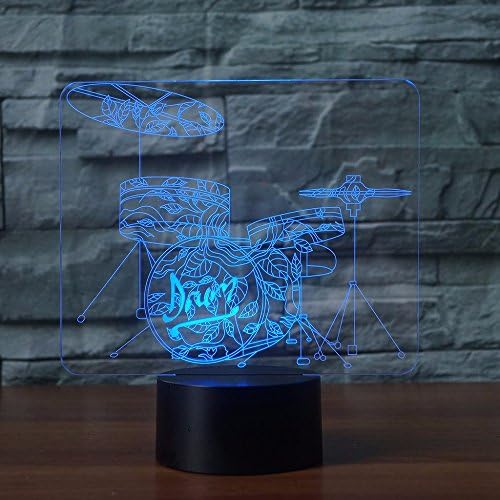 3D Барабанная Инсталиране на нощна светлина Сензорен Прекъсвач Декор Маса Настолна Оптична Илюзия Лампи 7 Променящия