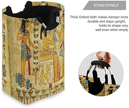 АЛАЗА Египетски Папирус Голяма Кошница За дрехи, Сгъваема Чанта с Дръжки Водоустойчив Здрава Облекло Кръгла
