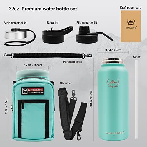 Бутилки за вода със сламен изолация NATURE PIONEER - Вакуумно бутилка за вода от Неръждаема стомана обем 24/32/40