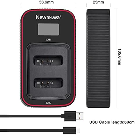 Newmowa Интелигентен LCD дисплей с двойно USB зарядно устройство за Canon NB-13L и PowerShot G5X, G7X, G7 X