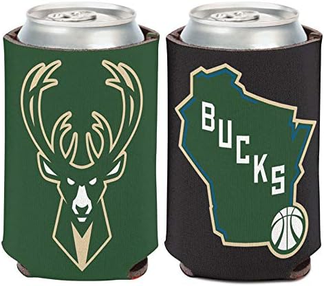 Охладител за консерви Fanatics NBA Milwaukee Bucks State 1 опаковка от 12 унции. (Сгъваема, двустранен дизайн)