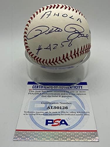 Пийт Роуз Ахола 4256 Червените Подписаха с Автограф на Официалния Бейзболен клуб MLB PSA ДНК - Бейзболни Топки С Автографи