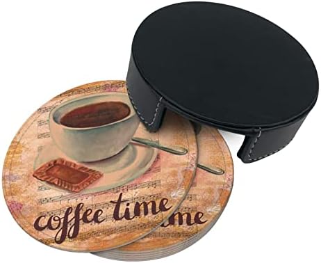 Комплект Кръгли Каботажните от 6 броя, Coffee Time Кафяв цвят, Преносим Водоустойчив Забавна Поставка от Изкуствена