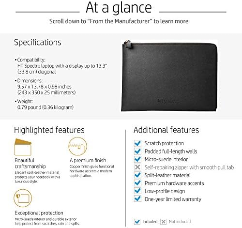 Кожен калъф за лаптоп HP Spectre 13 инча (тъмно-пепеляво-сребрист с мед покритие)