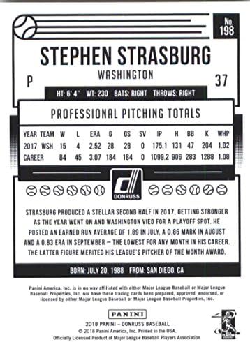 2018 Бейзболна картичка Donruss #198 Стивън Страсбург Washington Nationals
