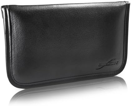 Калъф BoxWave за Huawei Honor 7S (Case by BoxWave) - Луксозни Кожена чанта-месинджър, Дизайн своята практика-плик от изкуствена кожа за Huawei Honor 7S - Черно jet black