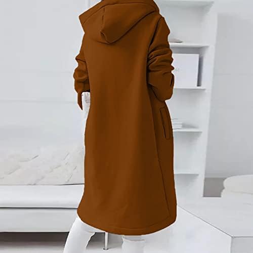 Жена Ежедневното Свободно палто OVERMAL джоб с дълги ръкави и качулка, с дълга подплата