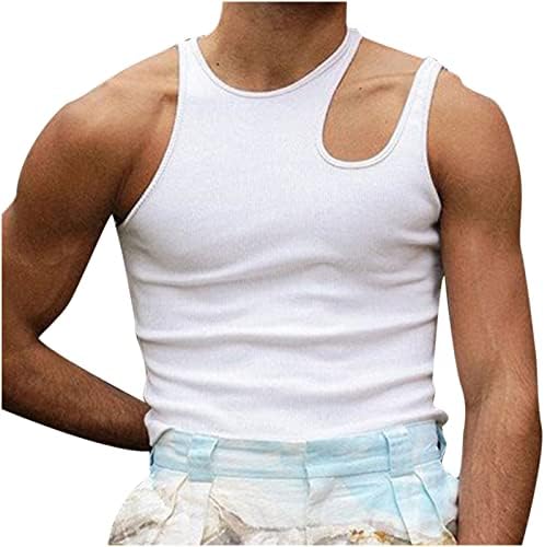 Dgoopd Мъжки Летни Модни Върхове на Бретелях, Секси Тениска Без Ръкави, с Неправилна Форма, Модерен Жилетка