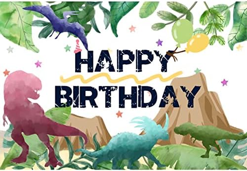 5x3 Фута Cartoony Фон с Динозавром, Голям Знак честит Рожден Ден, Украса за Парти в чест на рождения Ден на