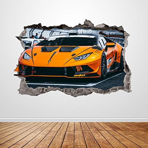 Стикер за стена състезателен автомобил Разби 3D Графична Стикер на стената на Lamborghini Художествена Живопис
