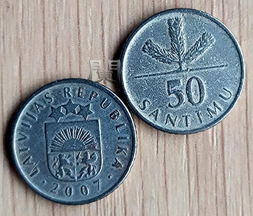 Латвийские монети 2007 година монети в Обращение 50 Прасета Петдесет Подбрани латвийски монети Възпоменателна Монета