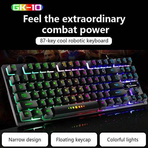 Gk-10 87 Клавиши RGB Ръчна Детска Клавиатура С Кабелна Подсветка за Настолни PC Геймърите SG3
